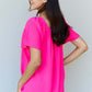 NINEXIS Keep Me Close Square Neck Short Sleeve Blouse in Fuchsia at Bella Road