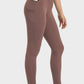 Millennia V-Waist Yoga Leggings in brown with pocket, perfect for workouts and everyday wear, featuring a stylish fit.