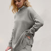 Basic Bae Side Slit Turtleneck Dropped Shoulder Sweater - Gray