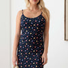 Floral Ribbed Tie-Back Cami Mini Dress - Navy Multi