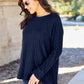 Ribbed Round Neck Long Sleeve Knit Top