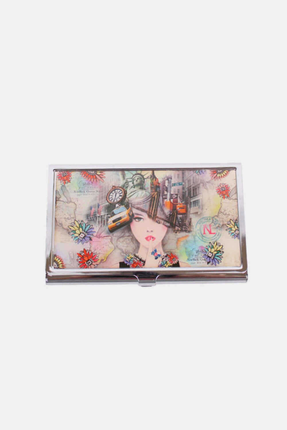 Nicole Lee USA Printed Business Card Case with Signature Print and Snap Closure