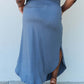 DOUBLJU Comfort Princess Full Size High Waist Scoop Hem Maxi Skirt in Dusty Blue at Bella Road