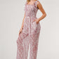 GEEGEE Printed Tie Shoulder Wide Leg Jumpsuit at Bella Road