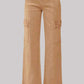 Risen high rise wide leg cargo jeans in tan, featuring stylish cargo pockets and a modern silhouette perfect for casual outings.