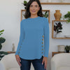 FAM-FAM Round Neck Long Sleeve T-Shirt - Dusty Blue