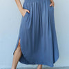 Comfort Princess Full Size High Waist Scoop Hem Maxi Skirt in Dusty Blue - Dusty  Blue