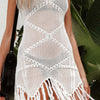 Tassel Openwork Spaghetti Strap Cover Up Dress - White