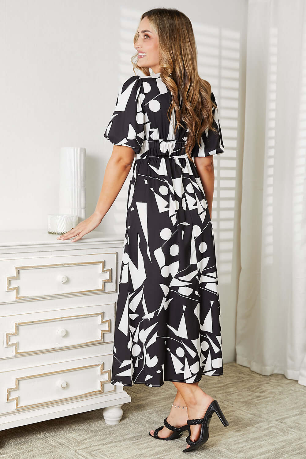 DOUBLE TAKE Printed Surplice Balloon Sleeve Dress at Bella Road