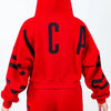 American Bazi 'Chicago' Graphic Long Sleeve Drawstring Cropped Hoodie - Red