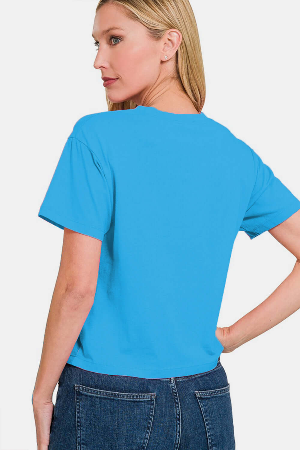 ZENANA Round Neck Short Sleeve Cropped T-Shirt at Bella Road