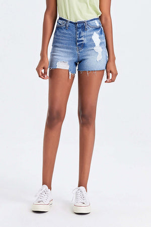 BAYEAS High Rise Bandless Denim Shorts at Bella Road