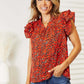 DOUBLE TAKE Floral Flutter Sleeve Notched Neck Blouse at Bella Road