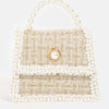 Pearly Trim Woven Handbag - IV