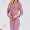 Round Neck Long Sleeve Slim Dress | Full Size - MAUVE