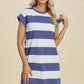 Woman wearing Basic Bae full-size striped round neck cap sleeve mini dress