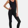 Ribbed Bra Padded Sports Seamless Jumpsuit - Black