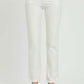 Mid-Rise Tummy Control Straight White Jeans by Risen Jeans, front view with buttons, perfect for versatile styling.