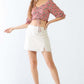 TASHA APPAREL Floral Ruffle Smocked Back Ruched Crop Top at Bella Road