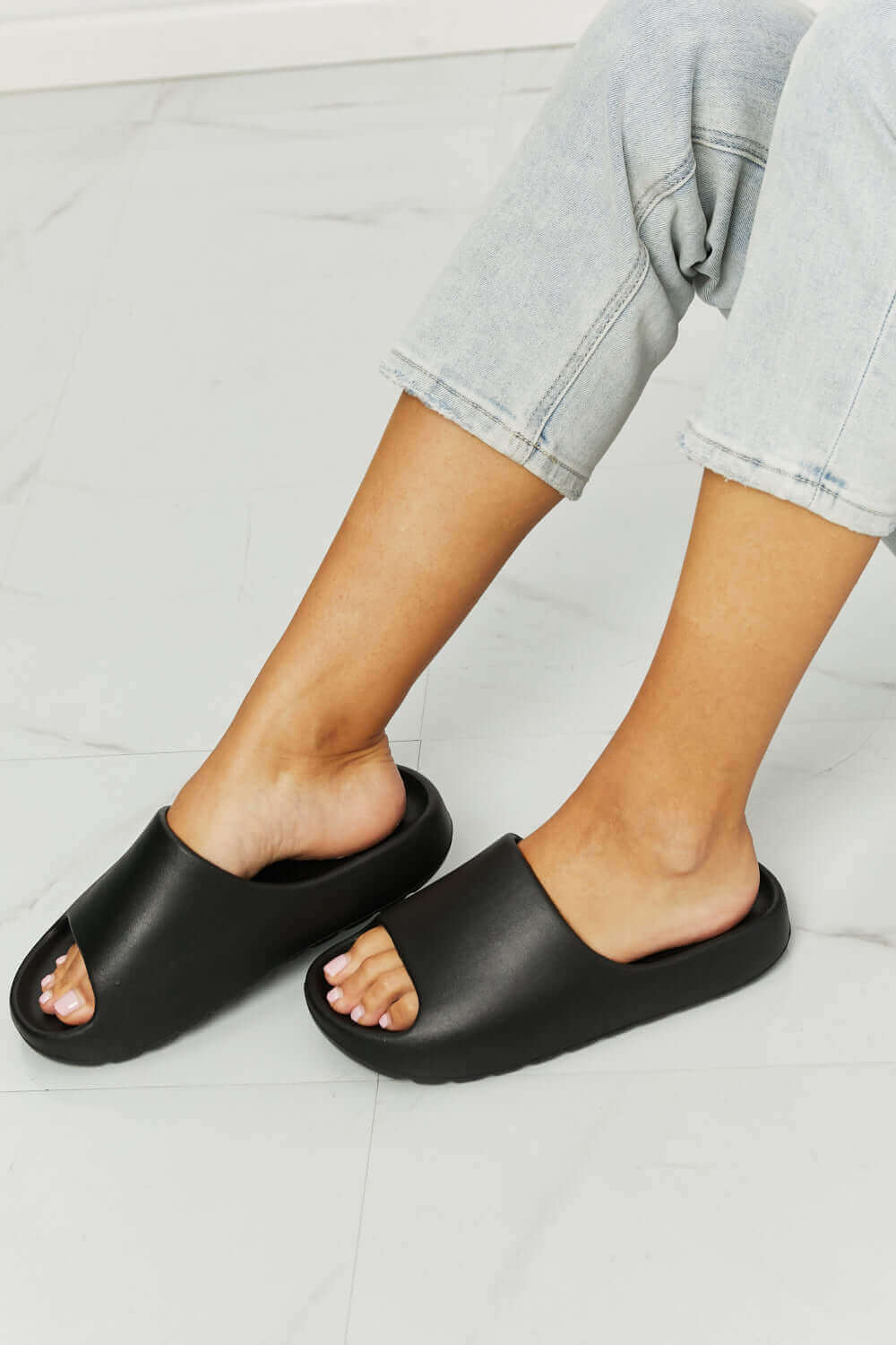 NOOK JOI 'In My Comfort Zone' Slides in Black at Bella Road