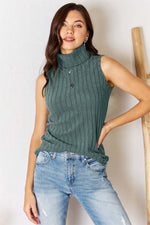 BASIC BAE Ribbed Turtleneck Tank at Bella Road